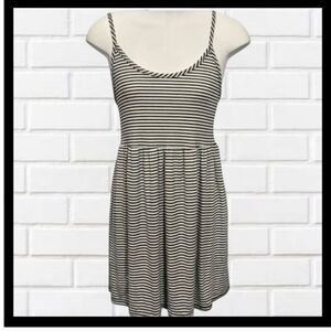 ANNA GRACE Black and White Striped Mini Dress